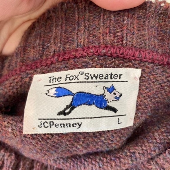 JcPenney | The Fox Sweater Vintage Wool Crewneck Mauve Sweater - Picture 4 of 5